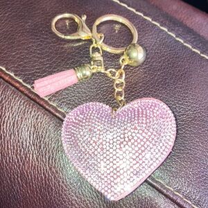 Glittering Pink Heart Keychain